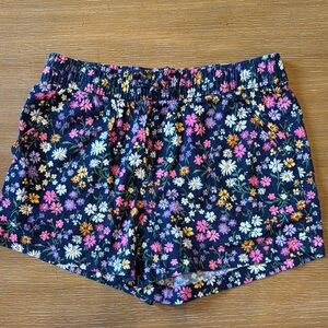 Old Navy Black Floral Shorts Elastic Waist